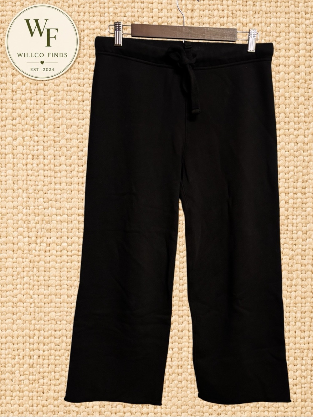 Frank & Eileen Womenβs Tee Lab Black Wide Leg Sweatpants XS LAB634TF Raw Hem